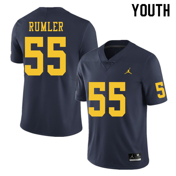 Youth #55 Nolan Rumler Michigan Wolverines College Football Jerseys Sale-Navy